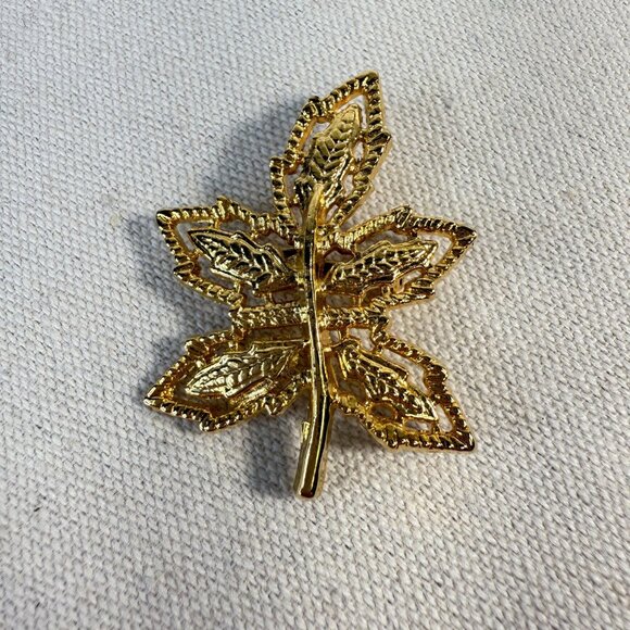 AAI Leaf Brooch Gold-Tone Intricate Detailing Vintage Style MCM - Picture 1 of 9